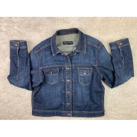 Lee Modern Series Size XL Womens Denim Jean Jacket Button Front Dark Wash - Picture 1 of 3